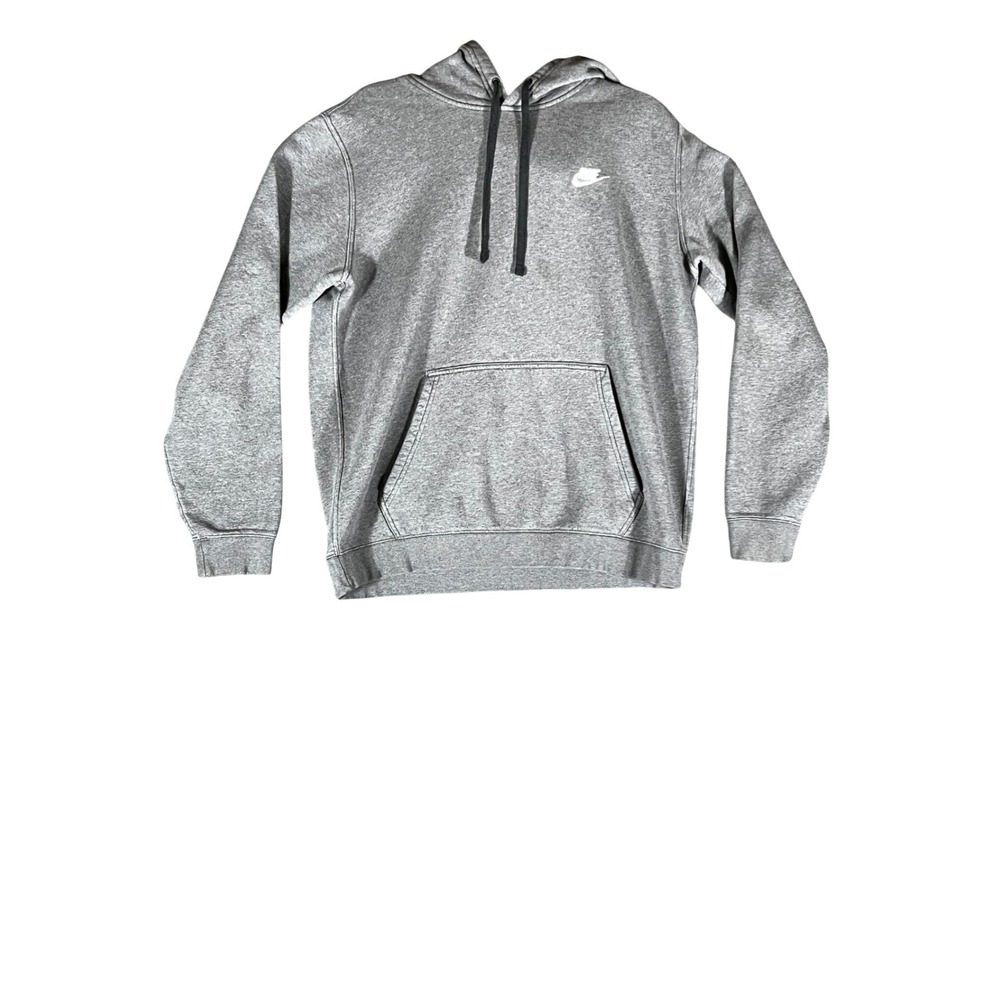 Nike Mens Club Fleece Pullover Hoodie Gray Heather Embroidered Logo Size Large‎